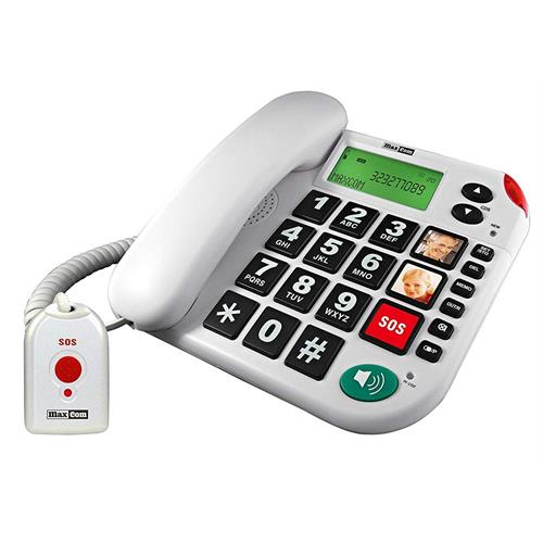 TELEFONE FIXO SENIOR MAXCOM KXT481 BRANCO ( 626 gr - Branco  - Display iluminado - Botăo SOS - Identific... )