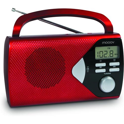 RÁDIO PORTÁTIL MOOOV 477201( Pilhas ou corrente  - Vermelho  - Display digital - Sintonizador digital AM / FM - Alarme  )