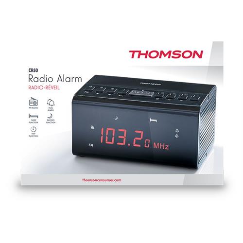 RÁDIO RELÓGIO THOMSON CR50( Corrente  - Preto  - Rádio FM - 2 alarmes  )